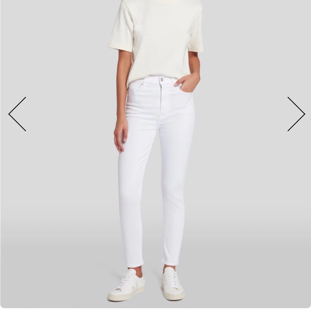 7 For All Mankind White Skinny Jeans - Slim Illusion Ankle Skinny